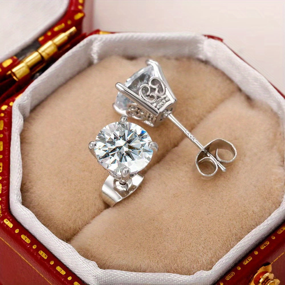 2 Carat Moissanite Stud Earrings – 925 Pure Silver, Hypoallergenic, Brilliant Cut – Luxury Jewelry for Daily Wear & Special Occasions