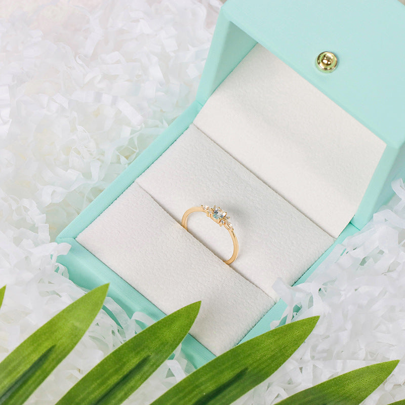 Women's S925 Sterling Silver Ring with Sky Blue Gemstone – Elegant Solitaire Design | Hypoallergenic, Tarnish-Resistant, Adjustable Fit