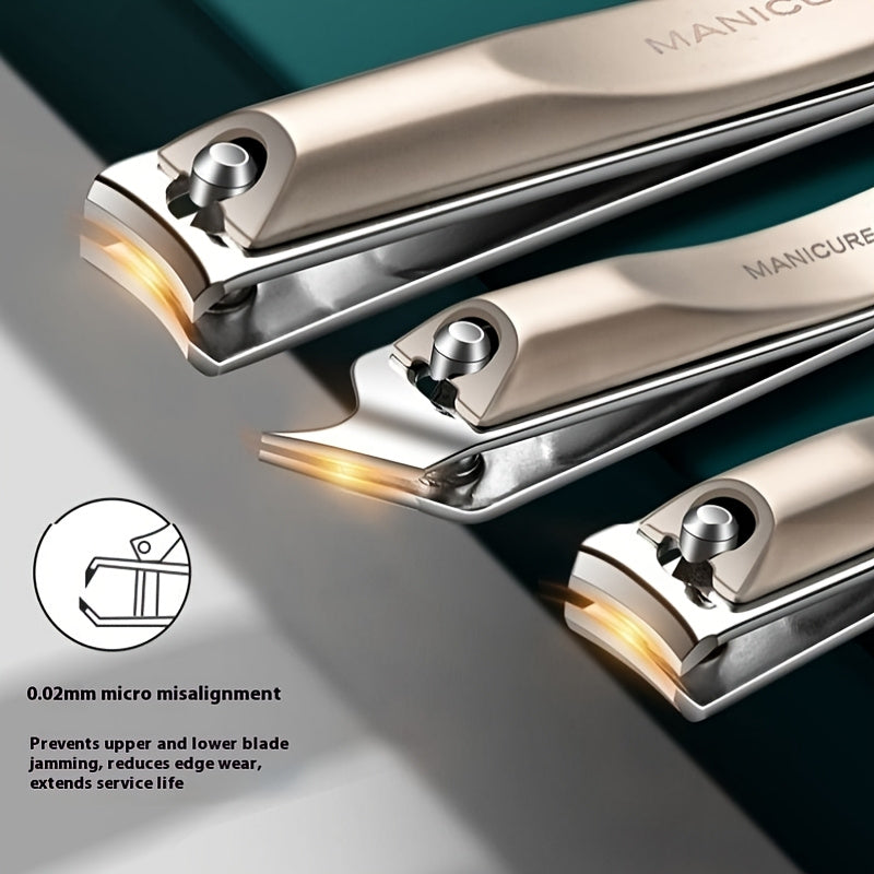 5‑Piece Heavy‑Duty Stainless Steel Nail Clipper Set – Anti‑Splash Rotating Bag, German Scissors, Nail File & Carrying Case