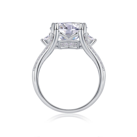 5 Carat Moissanite Luxury Solitaire Ring – S925 Sterling Silver with Platinum Plating | High-Brilliance Statement Engagement Jewelry