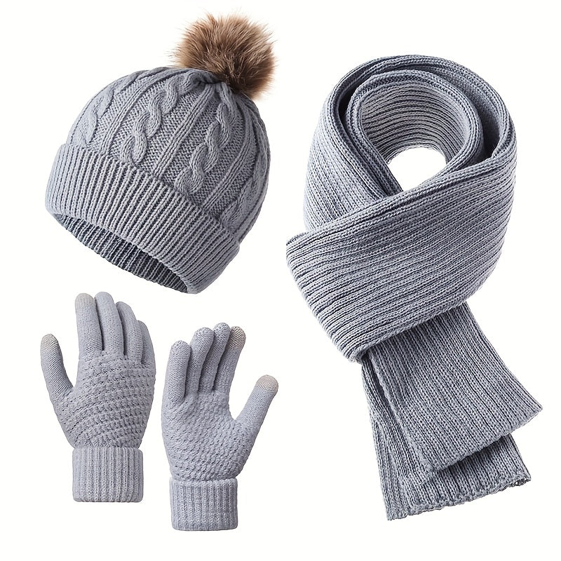 3-in-1 Winter Hat, Scarf, and Glove Set – Elegant, Cold-Proof, Breathable Outfit with Face Protection | Machine Washable Low-Cost Set
