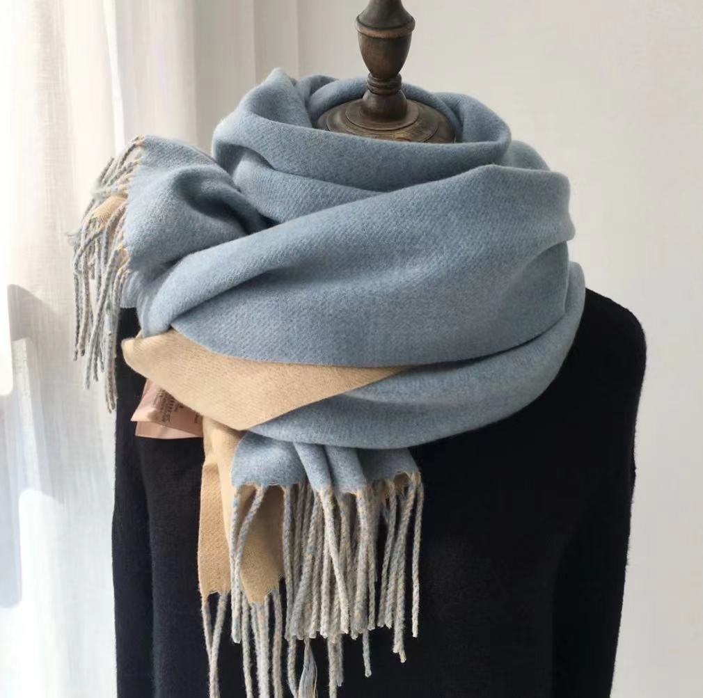 Luxury Reversible Artificial Australian Wool Scarf – Soft Cashmere-Feel Winter Shawl & Wrap | Thick Double-Sided Two-Tone Blanket Scarf