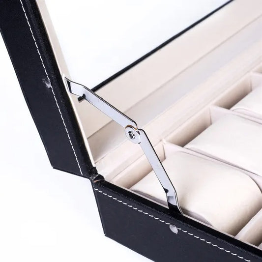 24 Slot Elegant Portable Black Watch Box. Case Organizer For Storage Display Holds Watches Jewelry For Men Women