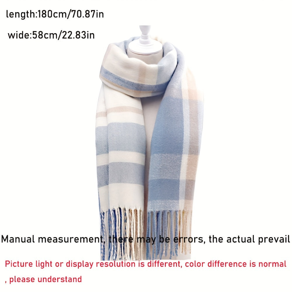 Women's Elegant Cashmere-Feel Autumn/Winter Scarf – Stylish Warm Neck Wrap with Classic Fringe Trim | Versatile Solid Color Accessory