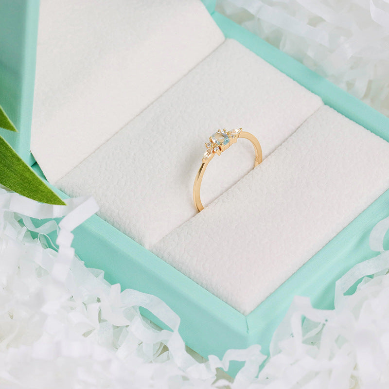 Women's S925 Sterling Silver Ring with Sky Blue Gemstone – Elegant Solitaire Design | Hypoallergenic, Tarnish-Resistant, Adjustable Fit