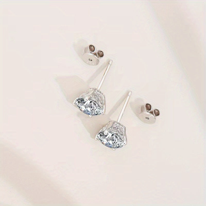 2 Carat Moissanite Stud Earrings – 925 Pure Silver, Hypoallergenic, Brilliant Cut – Luxury Jewelry for Daily Wear & Special Occasions