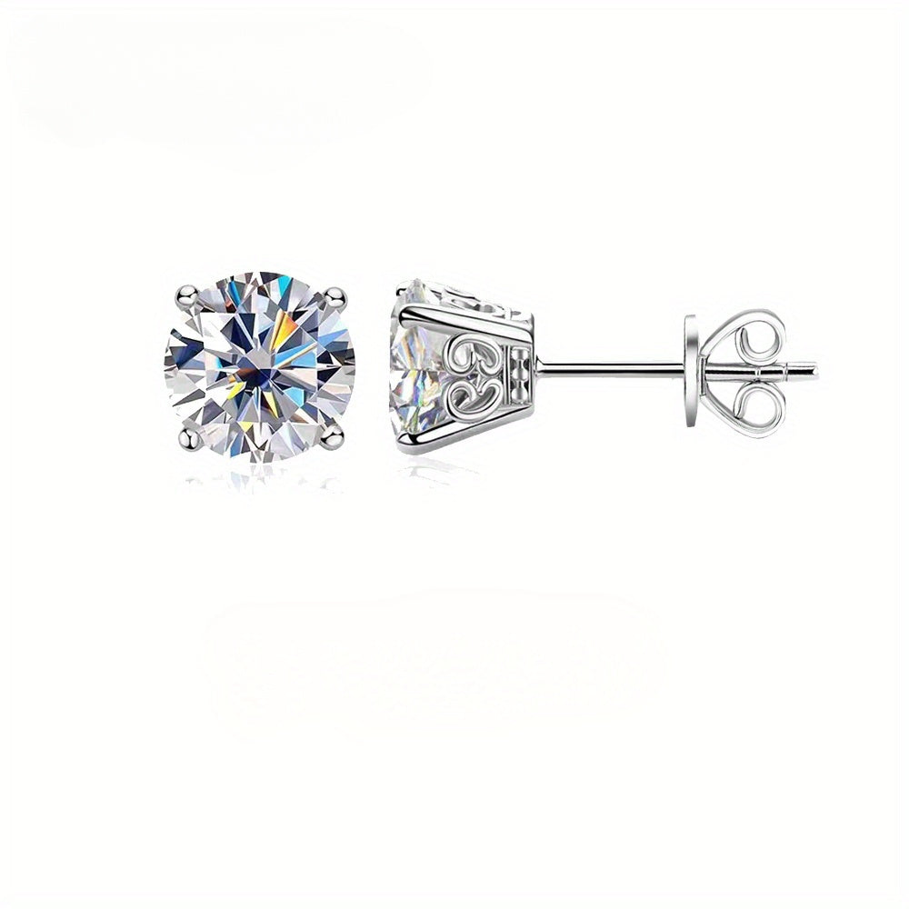 2 Carat Moissanite Stud Earrings – 925 Pure Silver, Hypoallergenic, Brilliant Cut – Luxury Jewelry for Daily Wear & Special Occasions