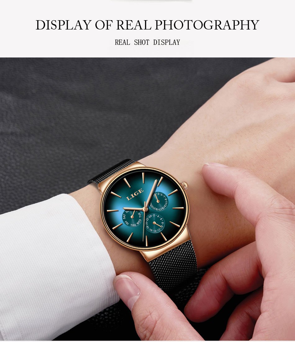 Men’s Ultra-Thin Luxury Mesh Steel Watch – Multifunction Quartz, 24‑Hour Subdial, Day/Date Calendar | Elegant Business & Casual Gift