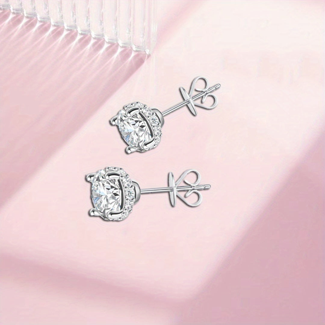 2 Carat Moissanite Diamond Stud Earrings – 925 Sterling Silver, Two Designs Available | Bohemian, Elegant & Neutral Jewelry Gift