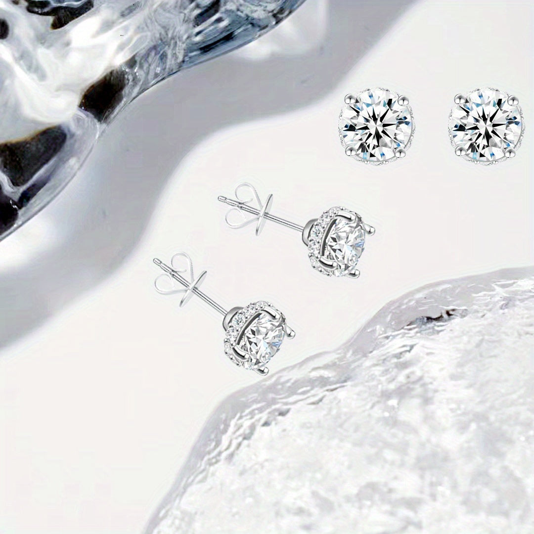 2 Carat Moissanite Diamond Stud Earrings – 925 Sterling Silver, Two Designs Available | Bohemian, Elegant & Neutral Jewelry Gift