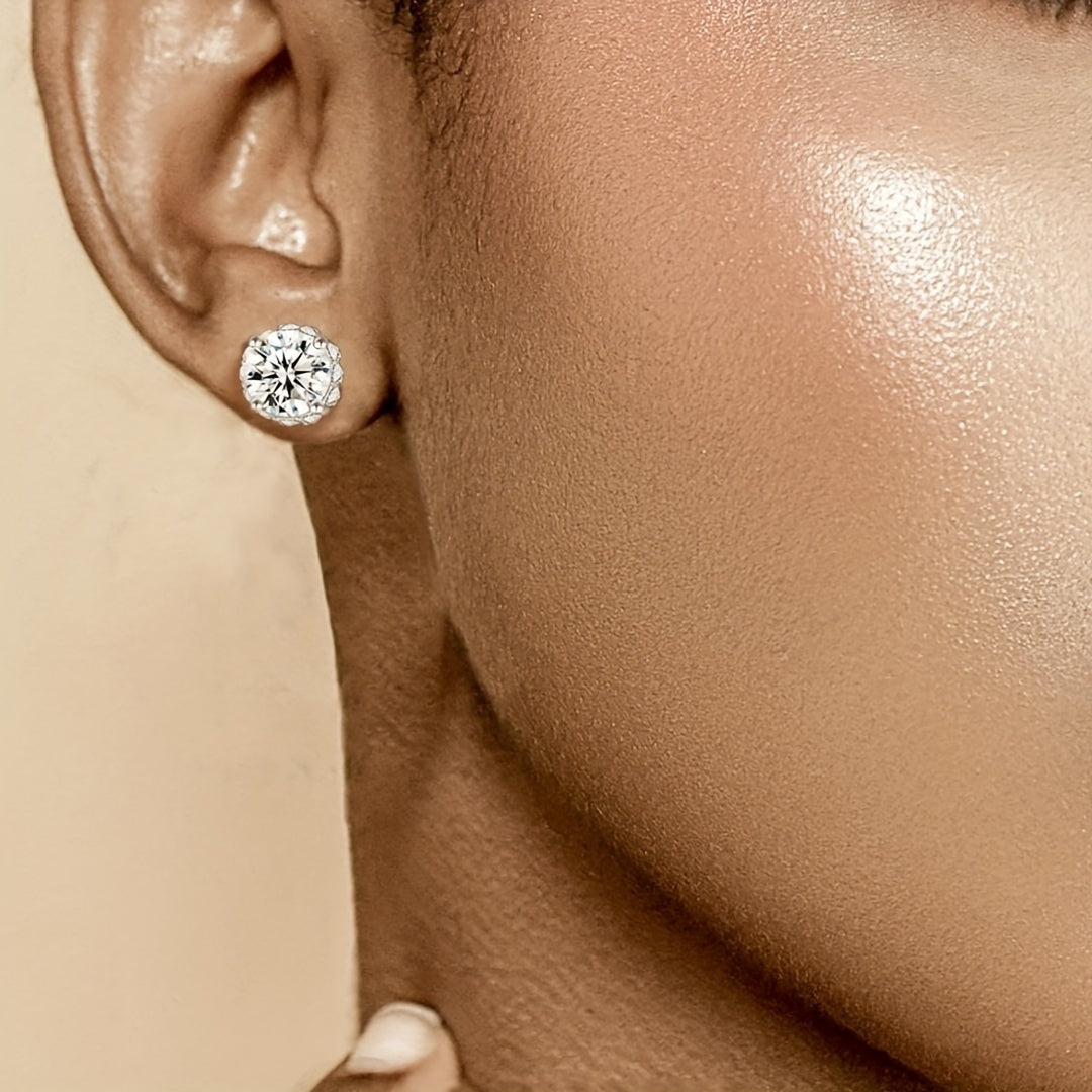2 Carat Moissanite Diamond Stud Earrings – 925 Sterling Silver, Two Designs Available | Bohemian, Elegant & Neutral Jewelry Gift
