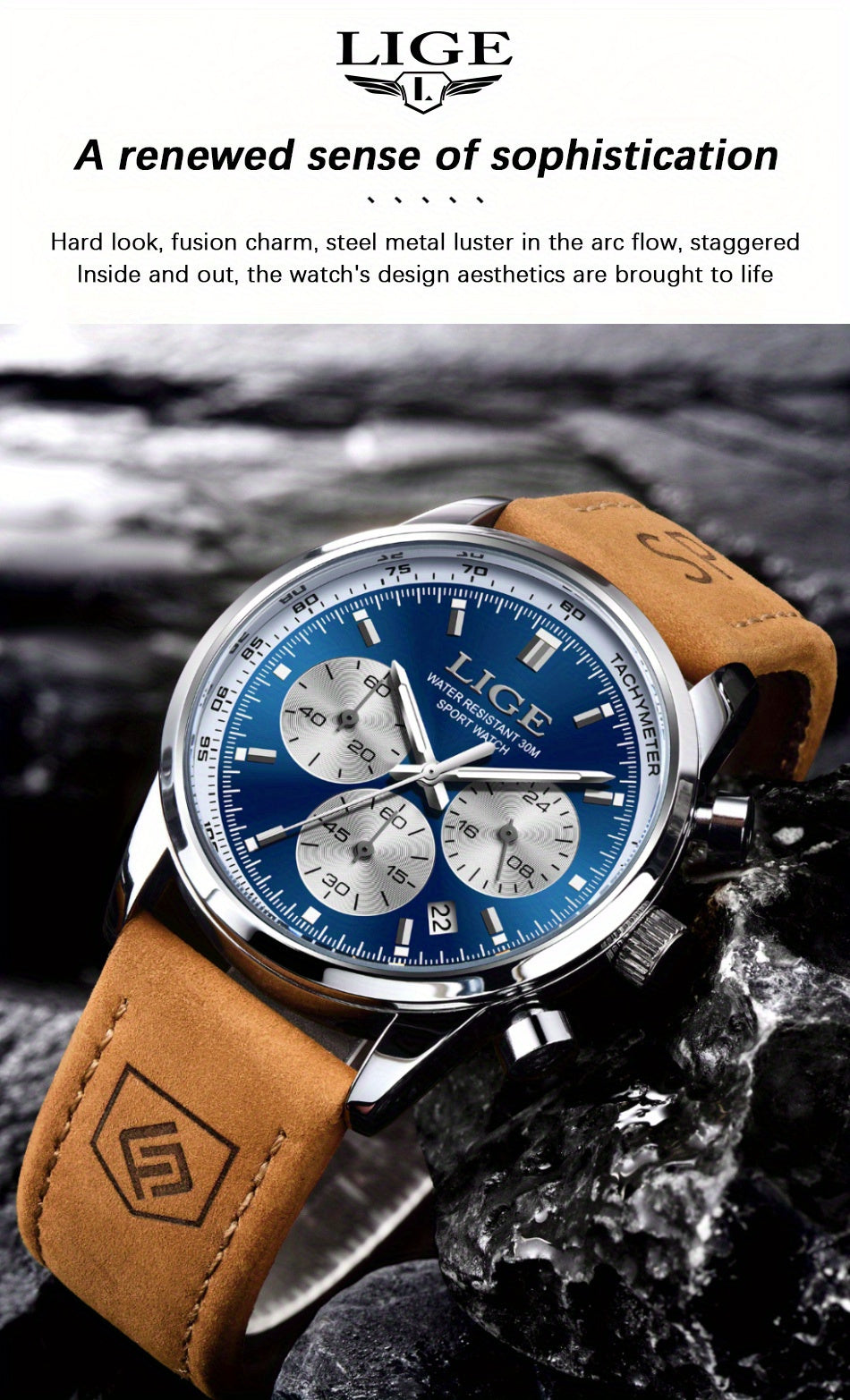 Unisex Business Casual Quartz Watch – Luminous Display, Calendar, Chronograph Subdials, Classic Leather Strap | Stylish Gift for Men & Women