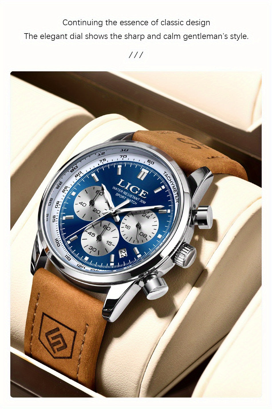 Unisex Business Casual Quartz Watch – Luminous Display, Calendar, Chronograph Subdials, Classic Leather Strap | Stylish Gift for Men & Women