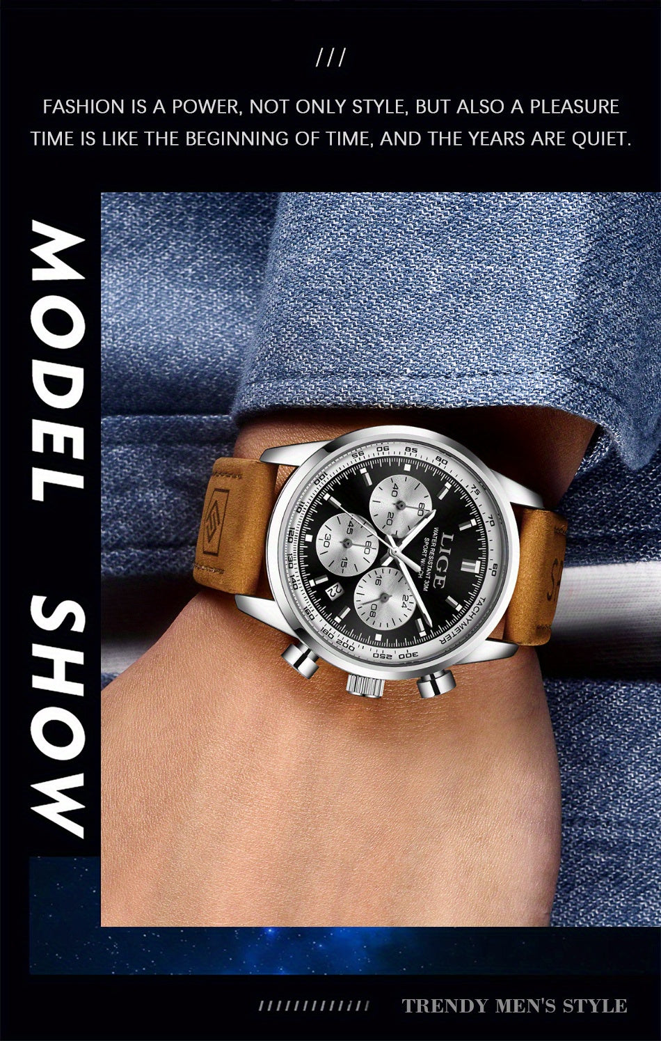 Unisex Business Casual Quartz Watch – Luminous Display, Calendar, Chronograph Subdials, Classic Leather Strap | Stylish Gift for Men & Women