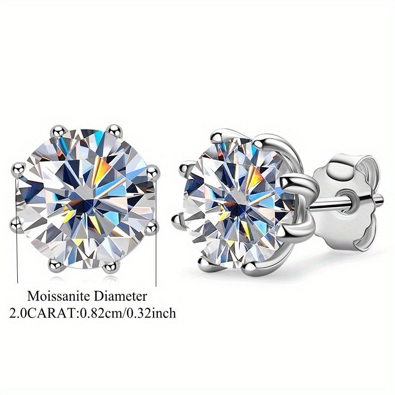 2.0 Carat Moissanite Stud Earrings | 925 Sterling Silver | Brilliant Cut Unisex Diamond Alternative