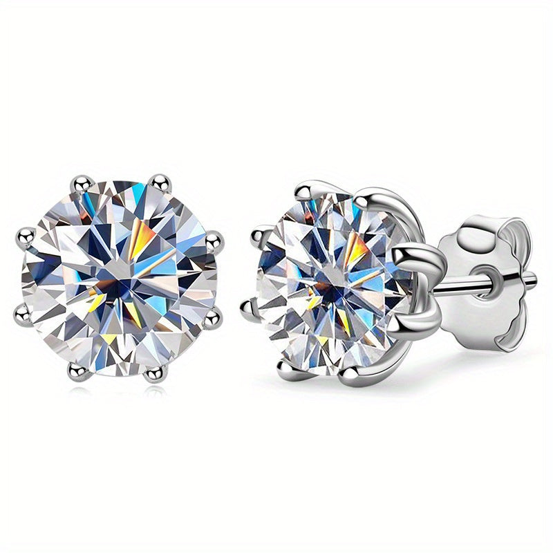 2.0 Carat Moissanite Stud Earrings | 925 Sterling Silver | Brilliant Cut Unisex Diamond Alternative