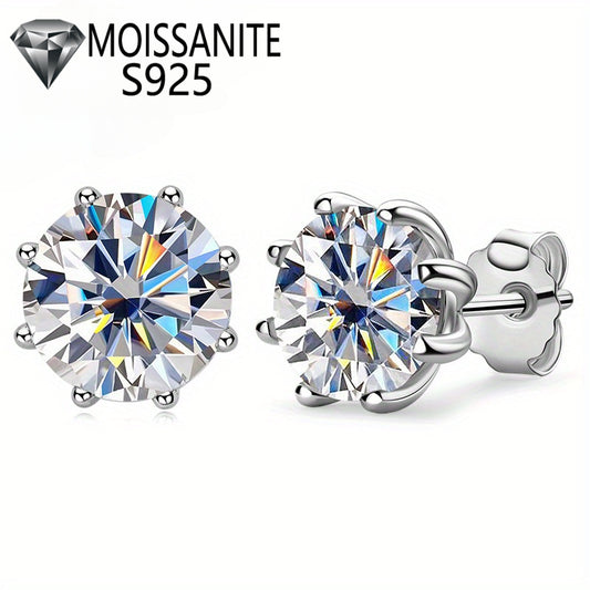 2.0 Carat Moissanite Stud Earrings | 925 Sterling Silver | Brilliant Cut Unisex Diamond Alternative