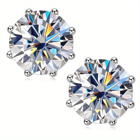 2.0 Carat Moissanite Stud Earrings | 925 Sterling Silver | Brilliant Cut Unisex Diamond Alternative