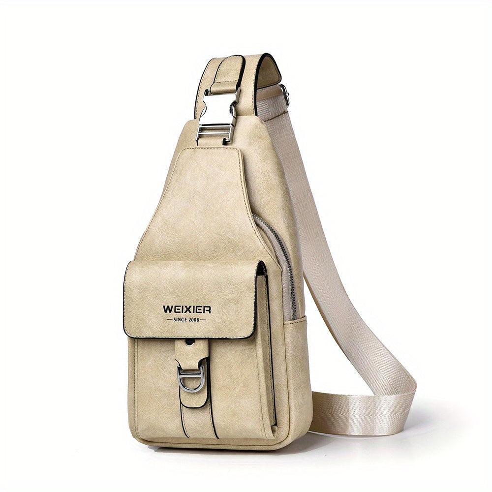 Men's Vintage Multi-Pocket Messenger Bag – Large Capacity PU Leather Crossbody with Tablet Compartment | Lightweight Brown Shoulder Bag