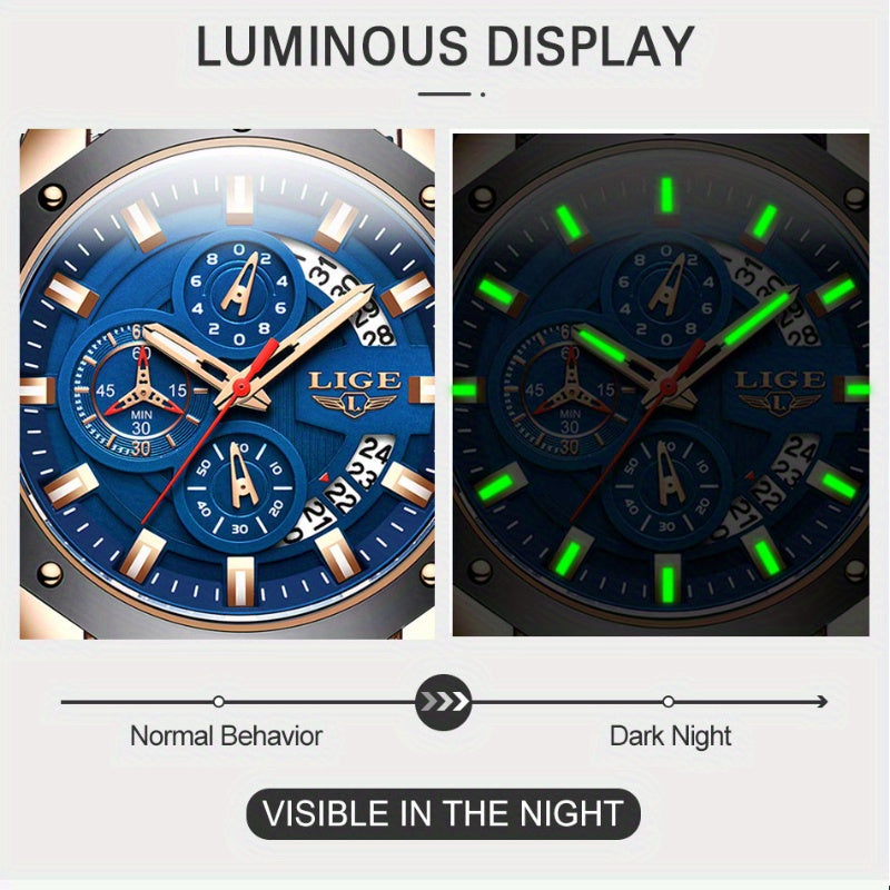 Unisex Chronograph Watch – Luminous Display, Calendar, Quartz Movement | Casual & Sports Watch for Men & Women