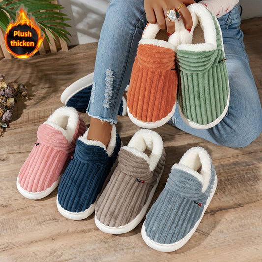 Women's Plush Faux Fur Winter Slippers - Warm Indoor/Outdoor House Shoes | Non-Slip PU Sole, Cushioned Footbed
