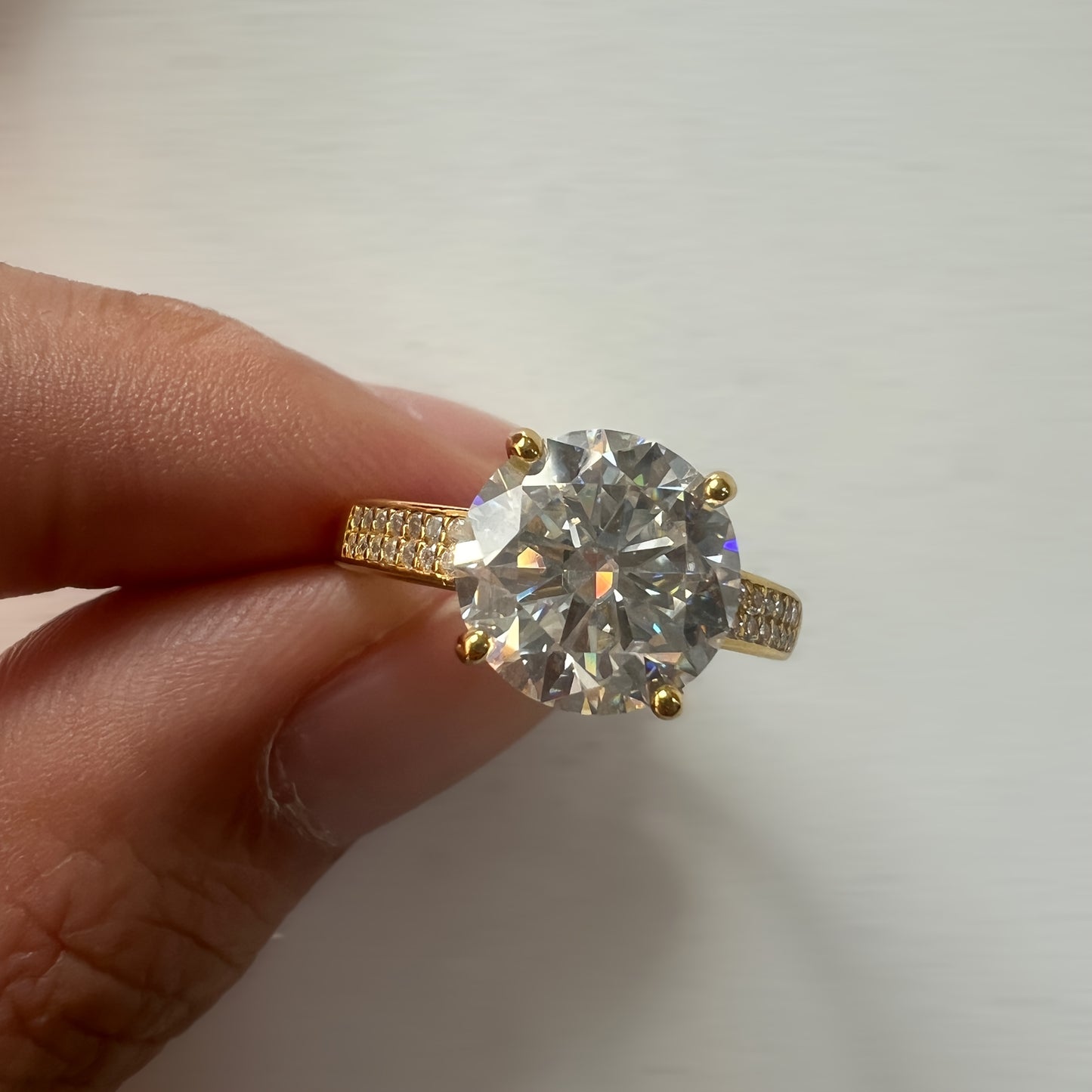 Spectacular 3.0 Carat Moissanite Solitaire Ring | 18k Gold Plated 925 Sterling Silver | Unisex Statement Design