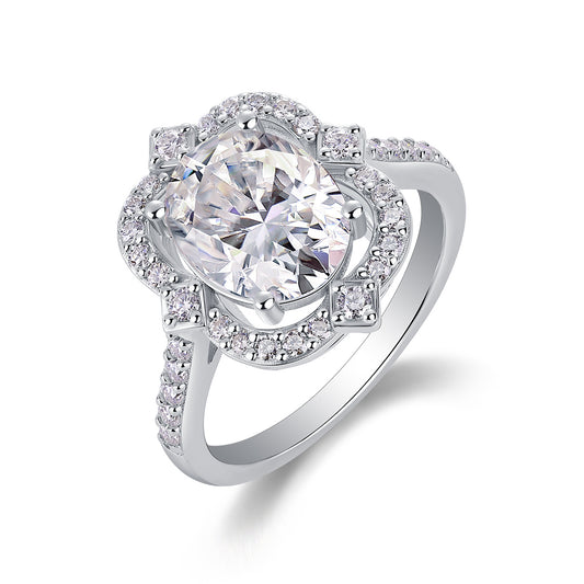"Camellia" Floral Moissanite Ring – S925 Sterling Silver with Platinium Plating | Romantic Nature-Inspired Diamond Alternative