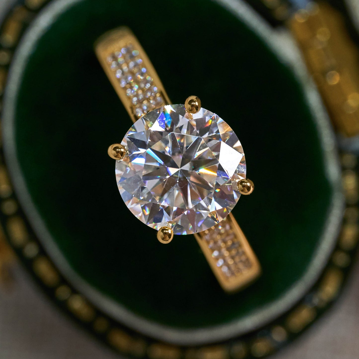 Spectacular 3.0 Carat Moissanite Solitaire Ring | 18k Gold Plated 925 Sterling Silver | Unisex Statement Design