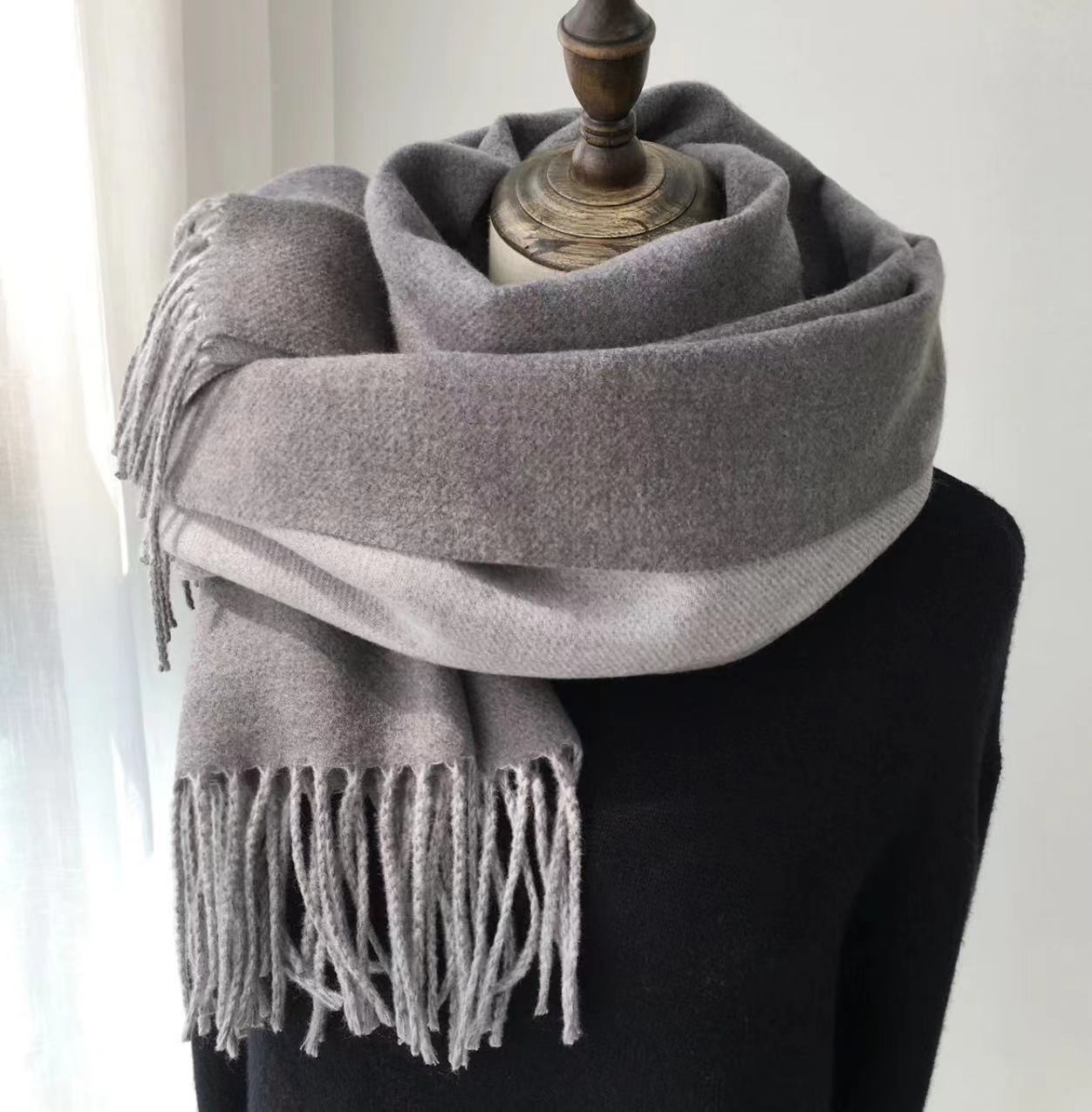 Luxury Reversible Artificial Australian Wool Scarf – Soft Cashmere-Feel Winter Shawl & Wrap | Thick Double-Sided Two-Tone Blanket Scarf