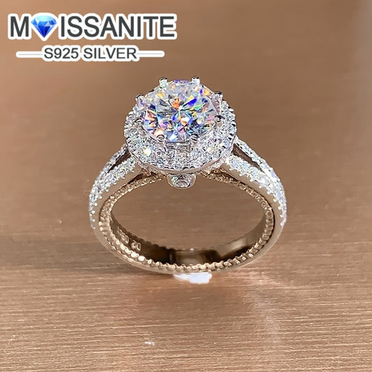Substantial 2.0 Carat Moissanite Solitaire Ring | 925 Sterling Silver Engagement Band