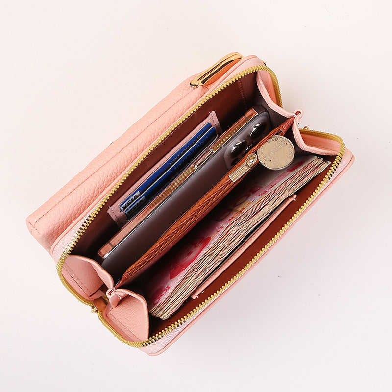 Women's Embroidered Floral Phone Bag & Wallet – PU Leather Crossbody Purse with Secure Lock Buckle | Compact Outdoor Shoulder Holder