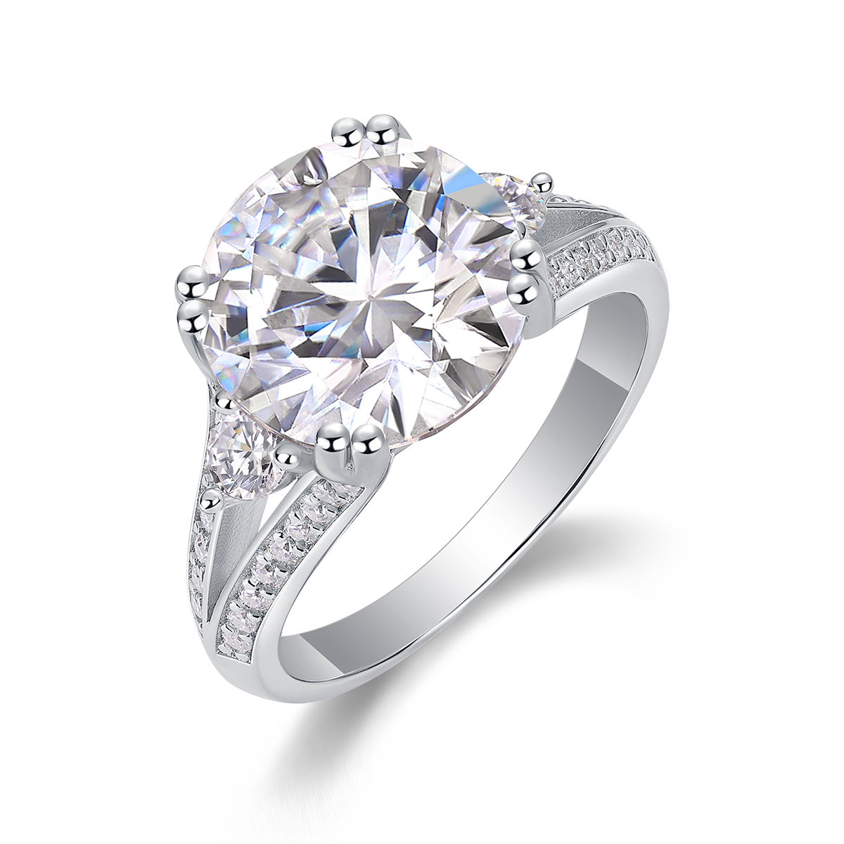 5 Carat Moissanite Luxury Solitaire Ring – S925 Sterling Silver with Platinum Plating | High-Brilliance Statement Engagement Jewelry