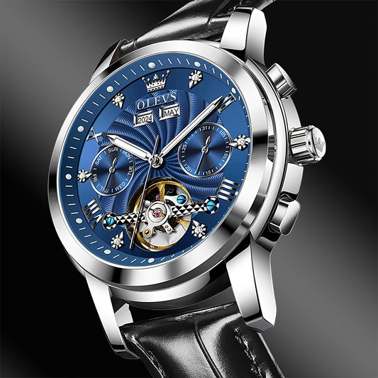 Men's Multifunction Automatic Mechanical Watch – Large Dial, Dual Calendar & Luminous Hands | Battery-Free Self-Winding Timepiece