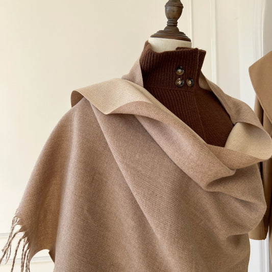 Luxury Reversible Artificial Australian Wool Scarf – Soft Cashmere-Feel Winter Shawl & Wrap | Thick Double-Sided Two-Tone Blanket Scarf
