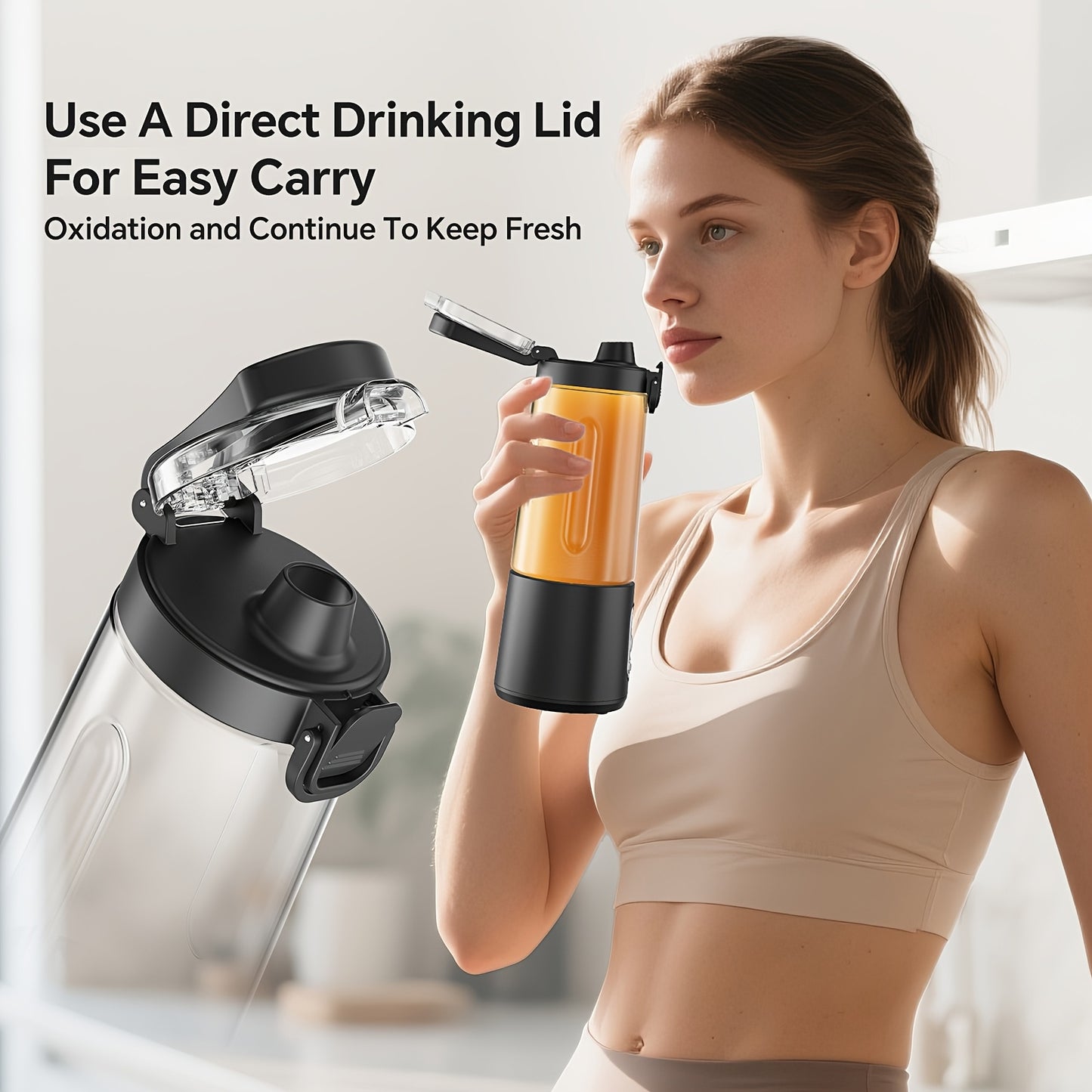 Portable Smart Smoothie Blender – 6-Blade Stainless Steel, Digital Timer & Battery Display | USB-C Fast Charge Personal Juicer