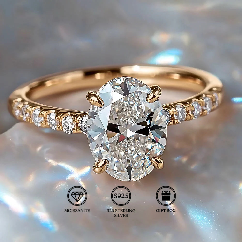 Breathtaking Pigeon Egg Moissanite Ring (1/2/3 Carat) – 925 Sterling Silver | Stunning Proposal & Anniversary Ring with Diamond-Like Brilliance