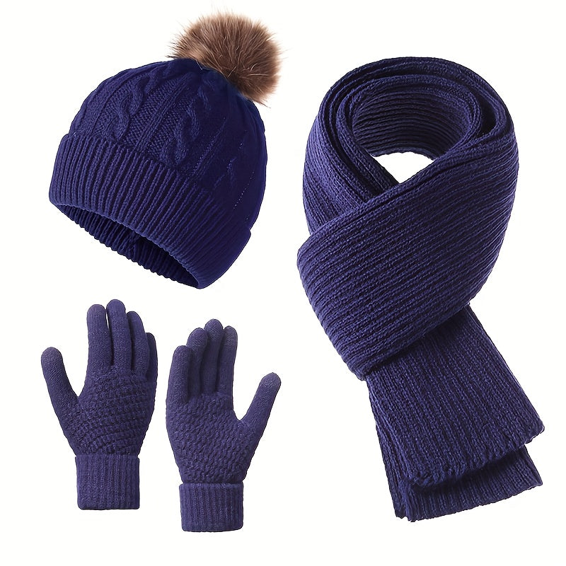 3-in-1 Winter Hat, Scarf, and Glove Set – Elegant, Cold-Proof, Breathable Outfit with Face Protection | Machine Washable Low-Cost Set
