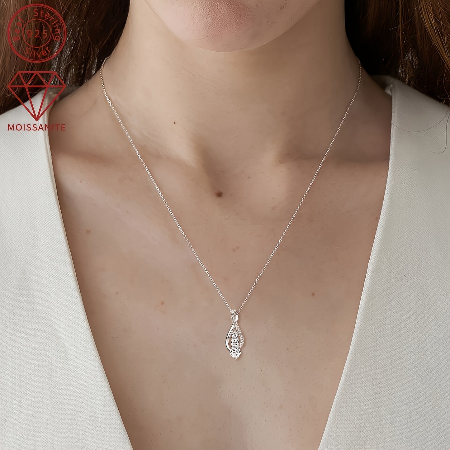 Elegant 1 & 2 Carat Moissanite Solitaire Necklace – S925 Sterling Silver Pendant | Unisex Brilliant Cut Diamond-Alternative Jewelry