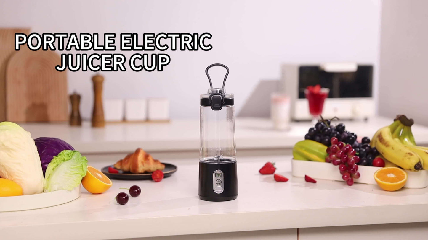 Portable Smart Smoothie Blender – 6-Blade Stainless Steel, Digital Timer & Battery Display | USB-C Fast Charge Personal Juicer