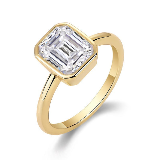 "Pagoda" High-Profile Moissanite Ring – S925 Sterling Silver with Gold Plating | Unique Architectural Setting Statement Jewelry