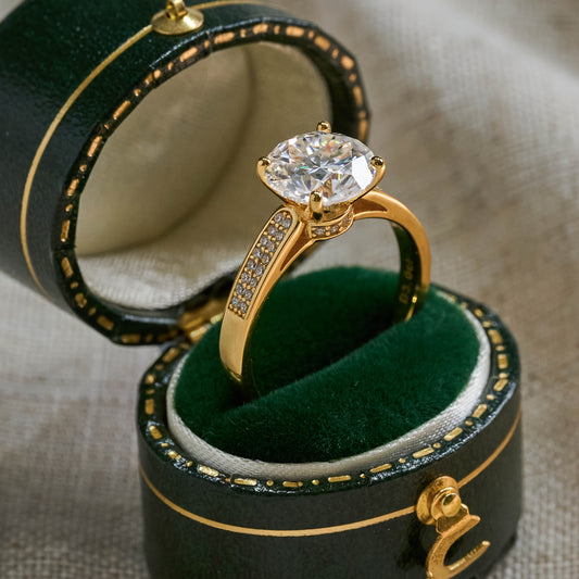 Spectacular 3.0 Carat Moissanite Solitaire Ring | 18k Gold Plated 925 Sterling Silver | Unisex Statement Design