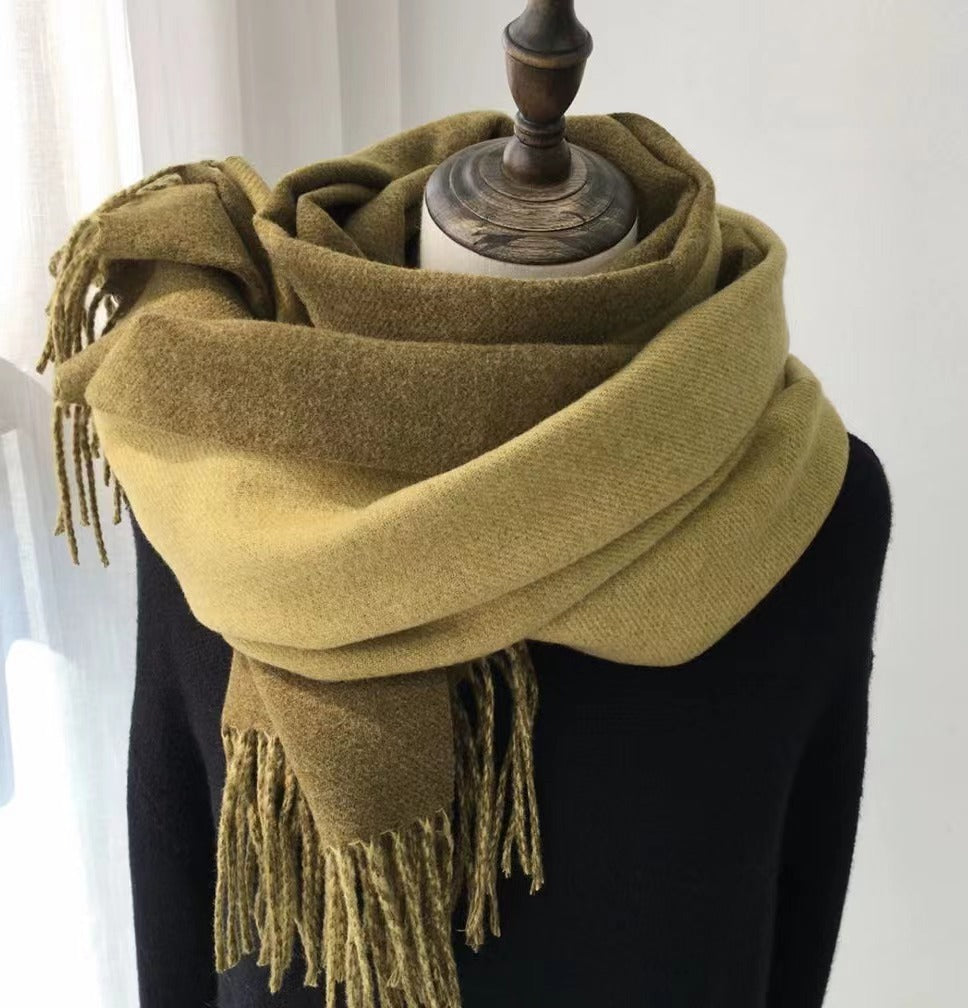 Luxury Reversible Artificial Australian Wool Scarf – Soft Cashmere-Feel Winter Shawl & Wrap | Thick Double-Sided Two-Tone Blanket Scarf