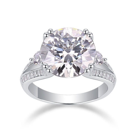 5 Carat Moissanite Luxury Solitaire Ring – S925 Sterling Silver with Platinum Plating | High-Brilliance Statement Engagement Jewelry