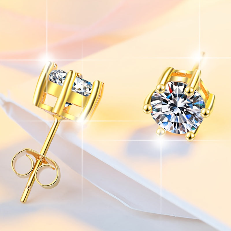 Classic 1 ,2 or 3 Carat Cubic Zirconia Stud Earrings – S925 Sterling Silver Prong Setting | Hypoallergenic Unisex Fashion Jewelry