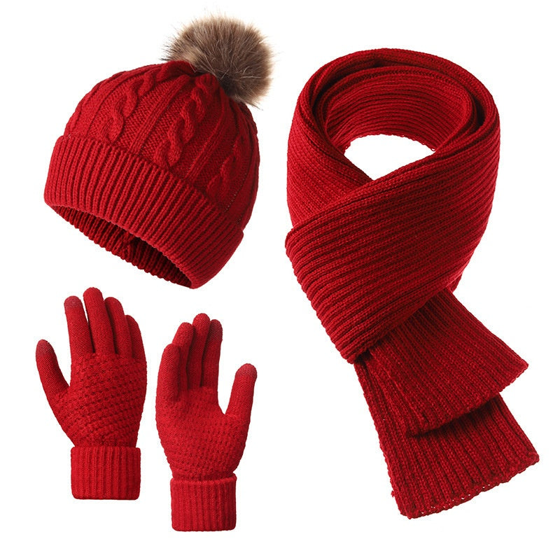 3-in-1 Winter Hat, Scarf, and Glove Set – Elegant, Cold-Proof, Breathable Outfit with Face Protection | Machine Washable Low-Cost Set