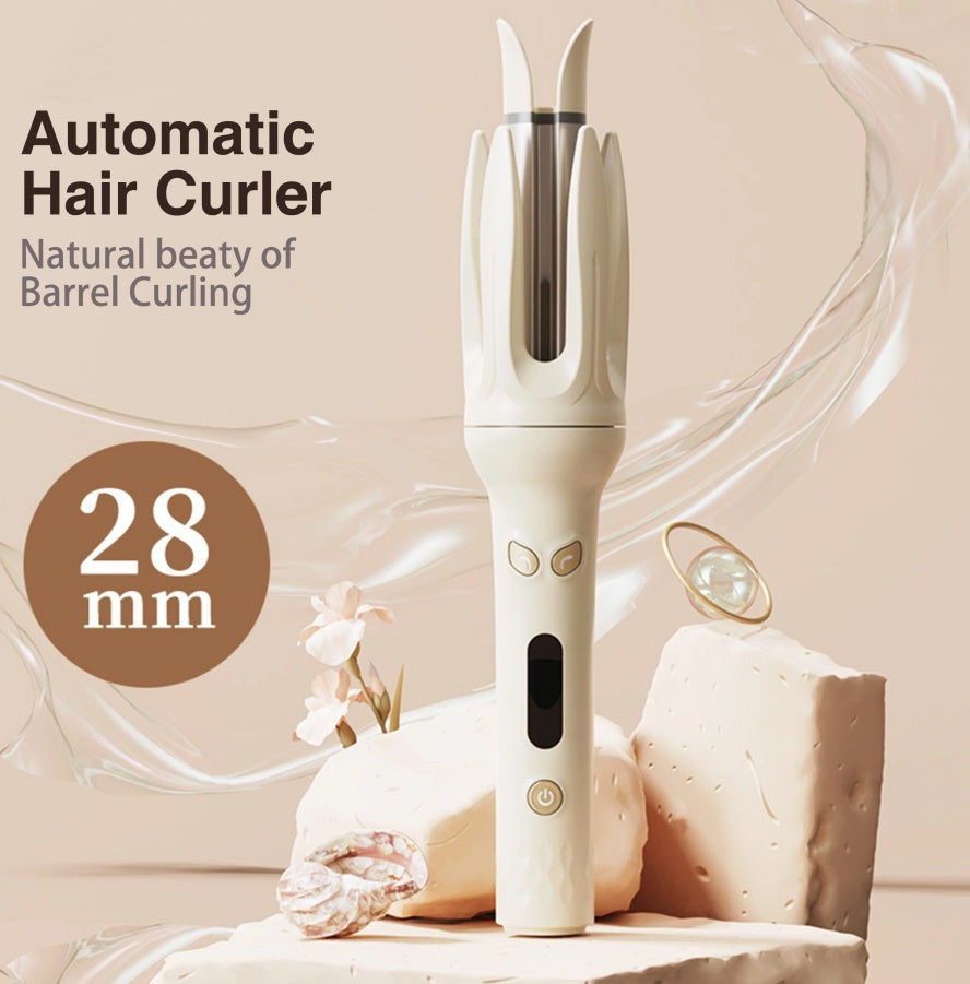 Automatic "Spin & Curl" Hair Styler – 28mm Ceramic Rotating Iron with 4 Heat Settings | Effortless, Frizz-Free Waves for All Hair Types