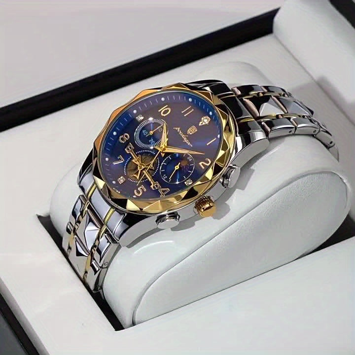 Men's Multifunction Sport Chronograph Watch – Waterproof Quartz Movement with Soft Silicone Strap | Luminous Hands & Auto Date Display