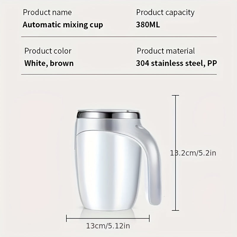 Automatic Self-Stirring Coffee Mug – Large Capacity Magnetic Mixing Cup | Portable Stainless Steel Travel Tumbler (Battery Operated)