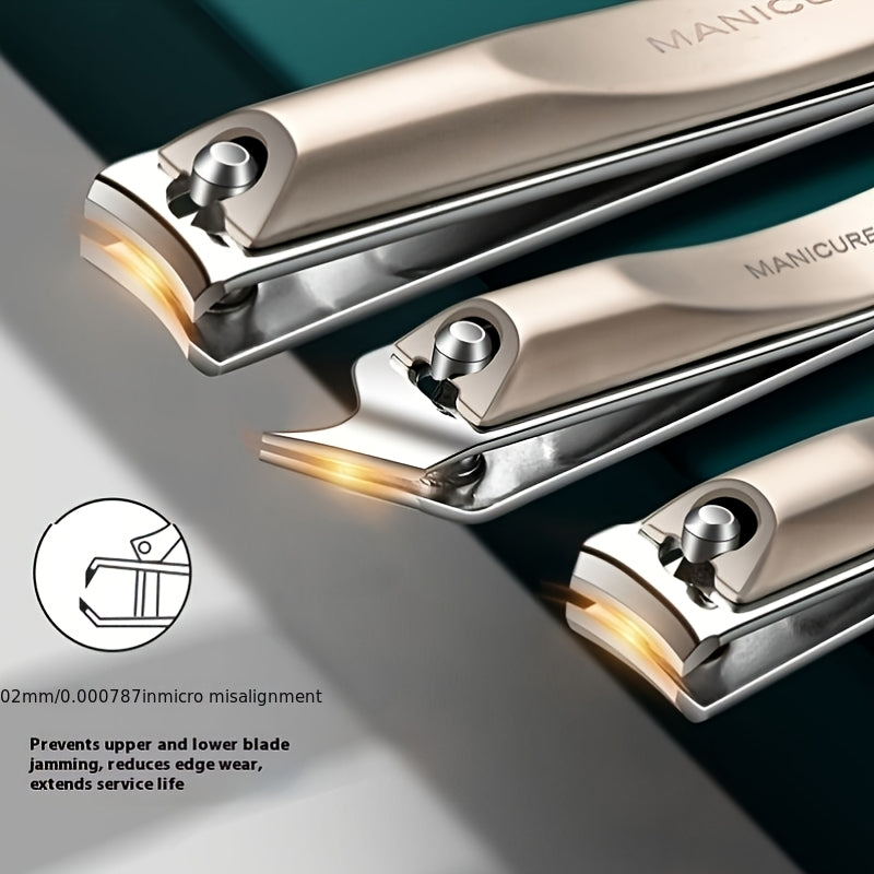 5‑Piece Heavy‑Duty Stainless Steel Nail Clipper Set – Anti‑Splash Rotating Bag, German Scissors, Nail File & Carrying Case