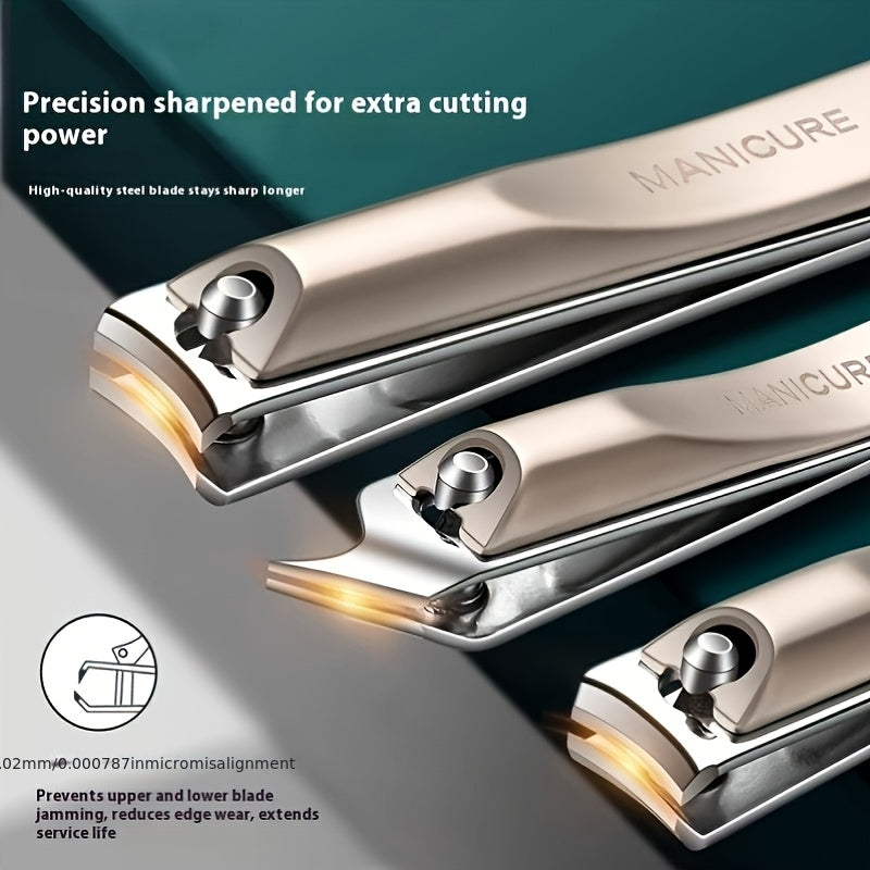 5‑Piece Heavy‑Duty Stainless Steel Nail Clipper Set – Anti‑Splash Rotating Bag, German Scissors, Nail File & Carrying Case